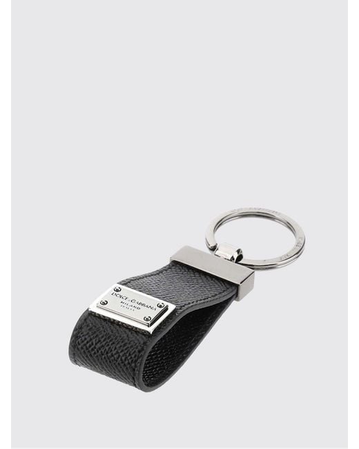 Dolce & Gabbana White Dolce &Amp Gabbana Calfskin Leather Keychain for men