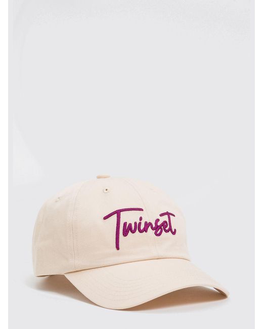 Twinset Pink Cotton Hat With Embroidered Logo