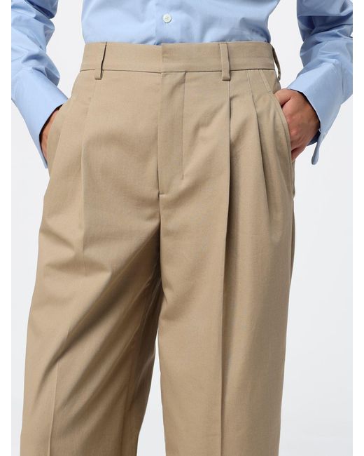 AMI Natural High-Waisted Wide-Leg Cotton Palazzo Trousers