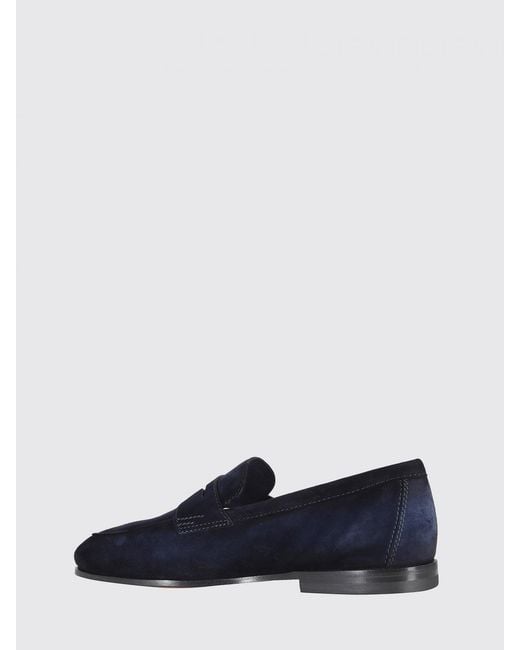 Santoni Blue Carlos Suede Loafers for men