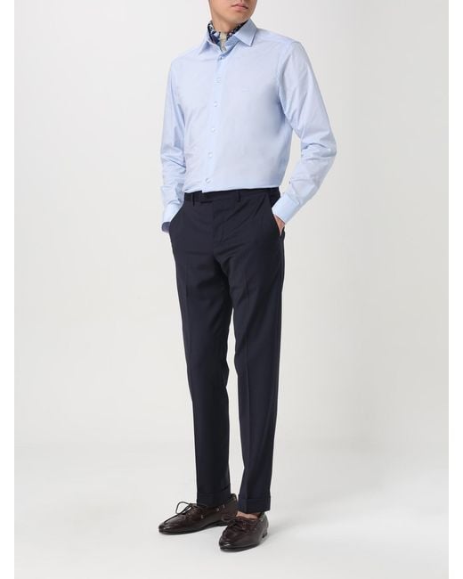 Etro Blue Classic Poplin Shirt for men