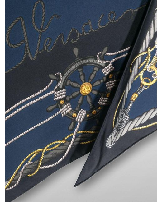 Sciarpa in seta stampata di Versace in Blue da Uomo