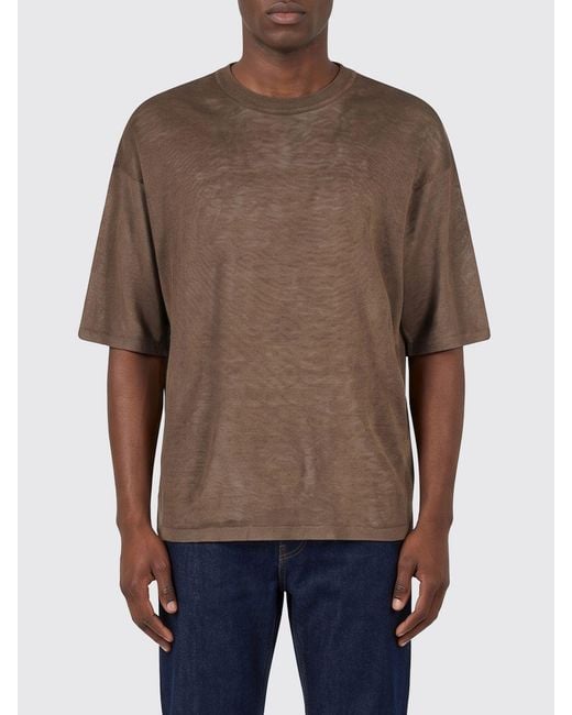 Roberto Collina Brown Linen T-Shirt for men