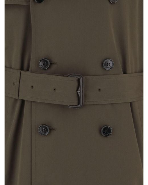 Burberry Green Cotton Double Breasted Trench Coat for men
