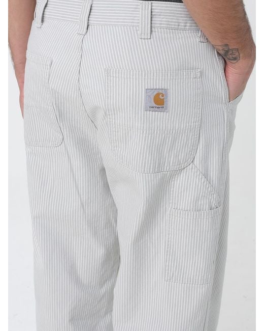 Carhartt Gray Striped Cotton Wide-Leg Trousers for men