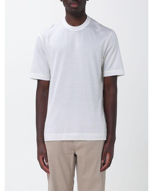 Zegna White Cotton And Silk T-Shirt for men