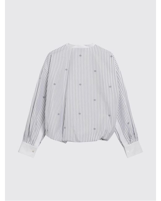 Gucci White Striped Cotton Shirt With Gg Monogram