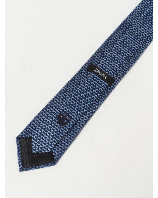 Cravatta Whale in seta stampata di Zegna in Blue da Uomo
