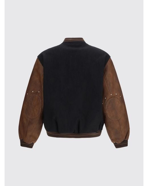 Represent Black Wool Bomber Jacket With Logo for men