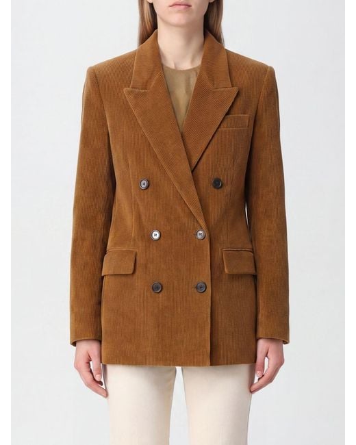 Isabel Marant Brown Double-Breasted Velvet Blazer With Peak Lapels