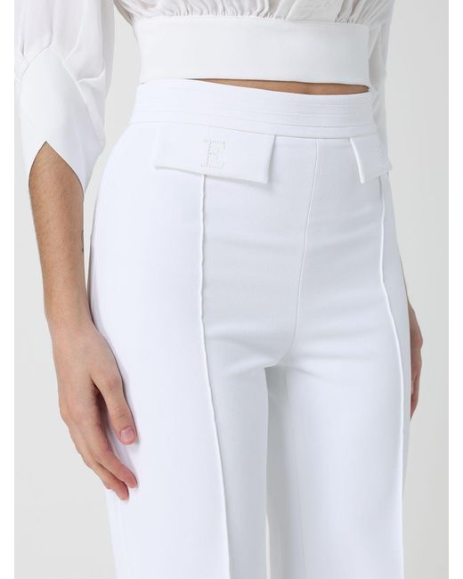 Elisabetta Franchi White Crêpe Straight Trousers