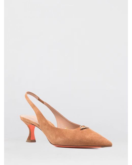 Santoni Pink Suede Slingbacks