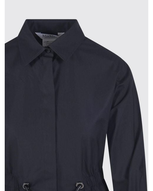 Max Mara Blue Cotton Shirt With Drawstring