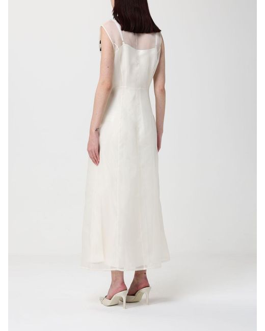 Fabiana Filippi White Organza Midi Dress With Applied Rhinestones