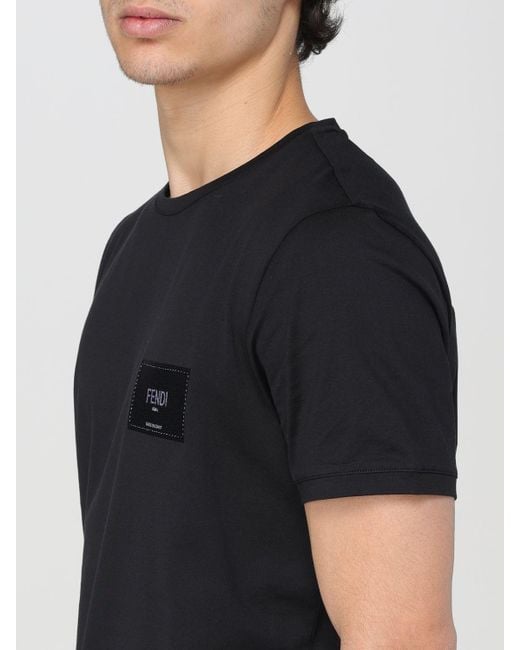 Logo Patch T Shirt Nero di Fendi in Black da Uomo