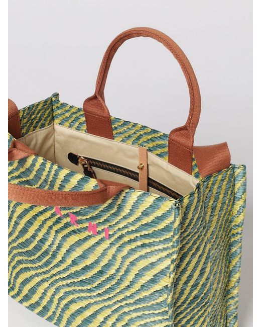 Marni Green Small Basket Tote Bag