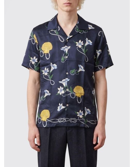 Drole de Monsieur Blue Printed Silk Shirt for men