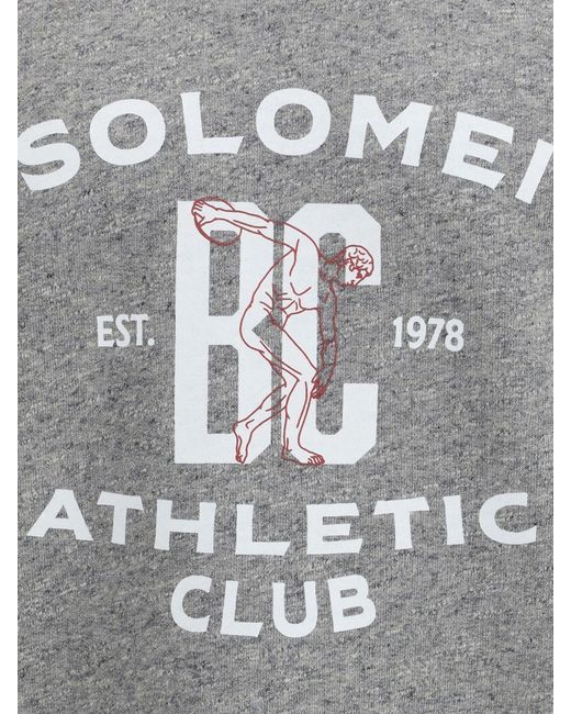Brunello Cucinelli Gray Cotton Crew Neck Sweatshirt With Logo for men