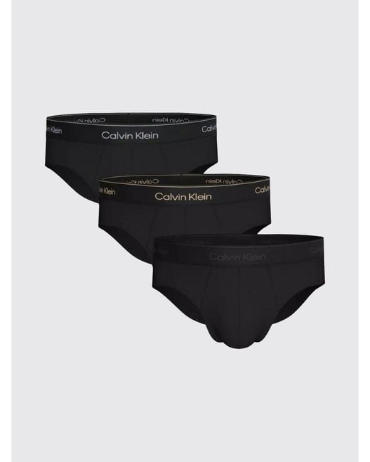 Calvin Klein Black Set Of 3 Stretch Cotton Briefs for men