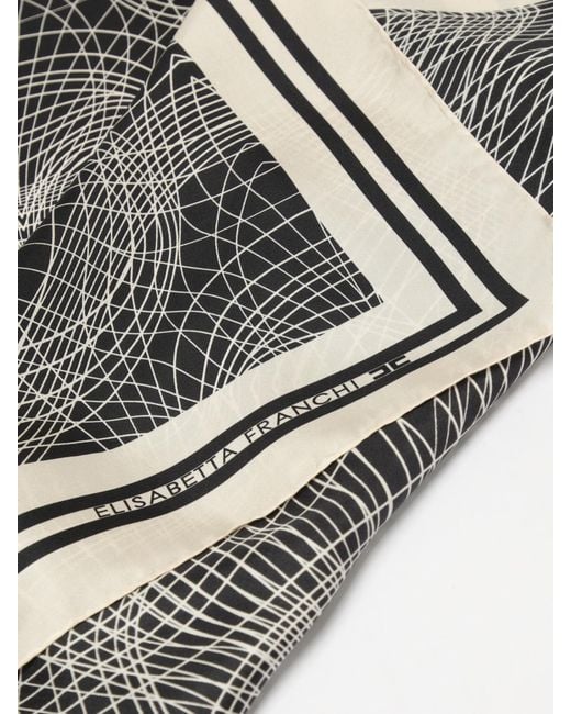 Elisabetta Franchi Gray Printed Silk Scarf