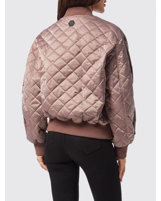Philipp Plein Cropped Quilted Nylon Bomber Jacket With Embroidered Collar