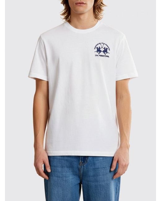 La Martina White Cotton T-Shirt With Logo for men