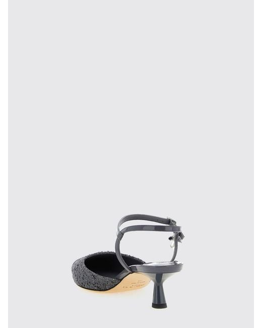 Jimmy Choo White Aren Tweed And Patent Leather Slingback
