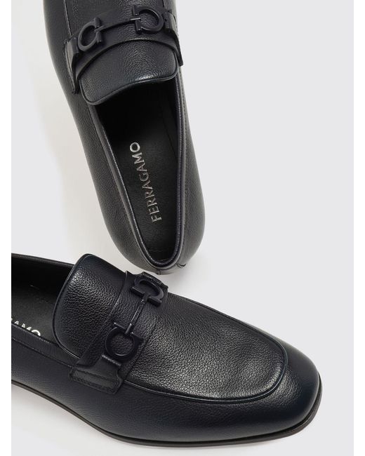 Ferragamo White Grained Leather Loafers for men