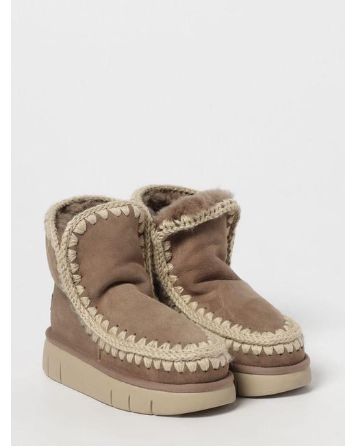 Mou Natural Flat Ankle Boots
