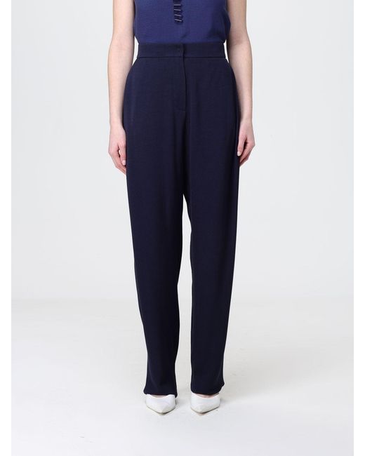 Emporio Armani Blue Viscose Straight Trousers