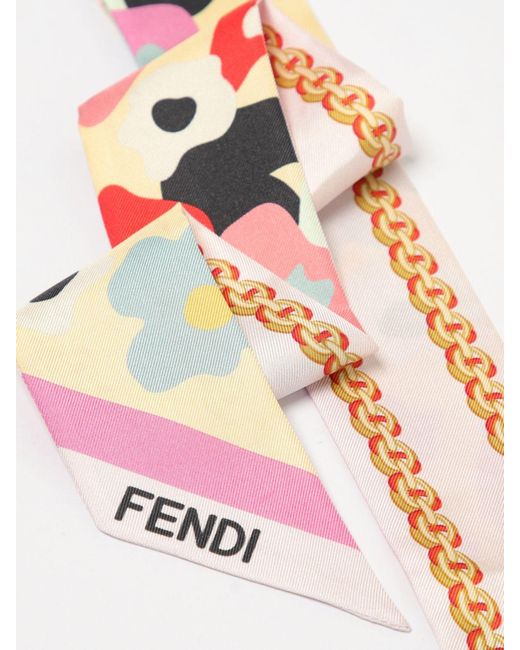 Fendi White Printed Silk Scarf