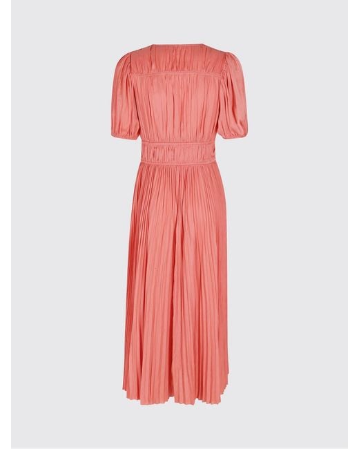 Ulla Johnson Red Audra Pleated Crêpe Midi Dress