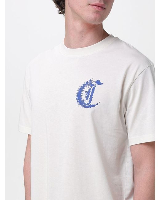 Just Cavalli White Cotton T-Shirt With Logo for men