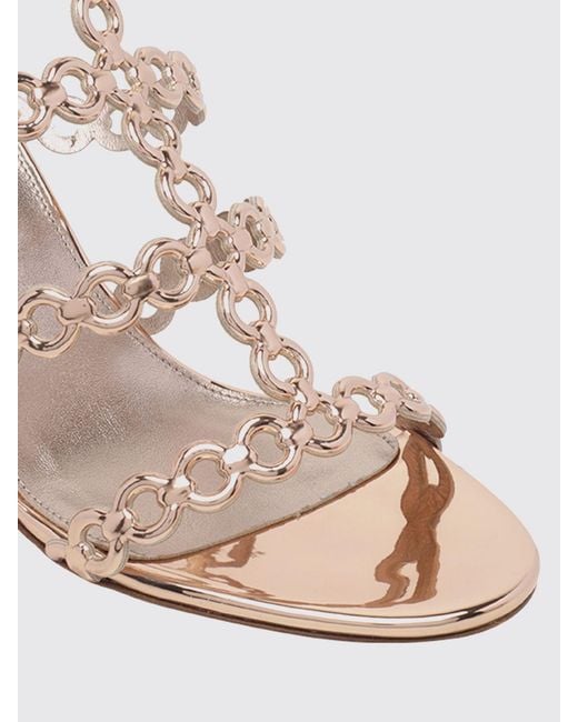 Aquazzura Natural High-Heeled Patent Leather T-Strap Sandals