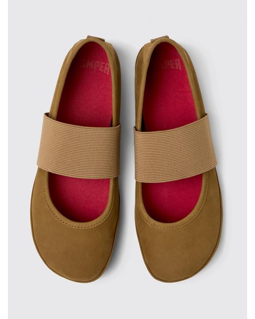 Camper White Right Nina Suede Ballerina Flats