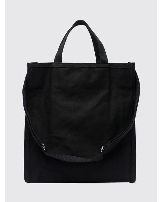 A.P.C. Black Cotton Tote Bag With Double Handle, Removable Strap And Printed Logo for men