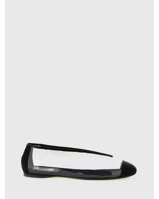 Moschino Couture White Pvc And Satin Ballet Flats