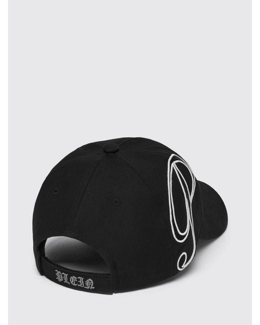 Philipp Plein Black Cotton Baseball Cap With Logo for men