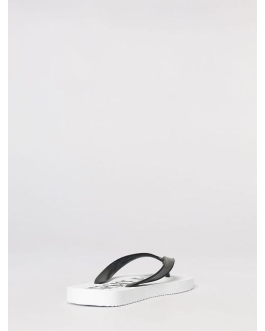 Versace Jeans Couture White Rubber Flip Flops With Printed Logo