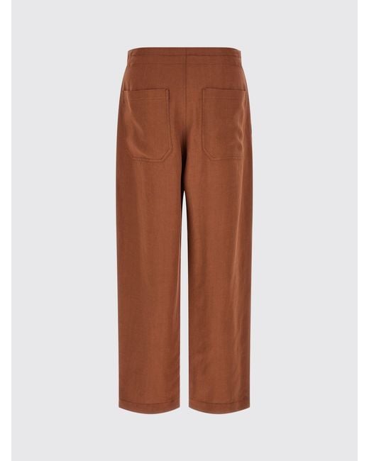 Brunello Cucinelli Brown Viscose And Linen Trousers
