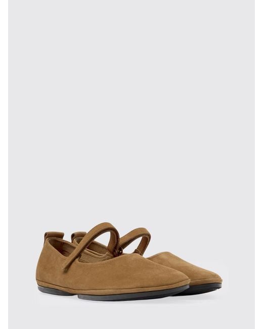 Camper White Right Nina Suede Ballerina