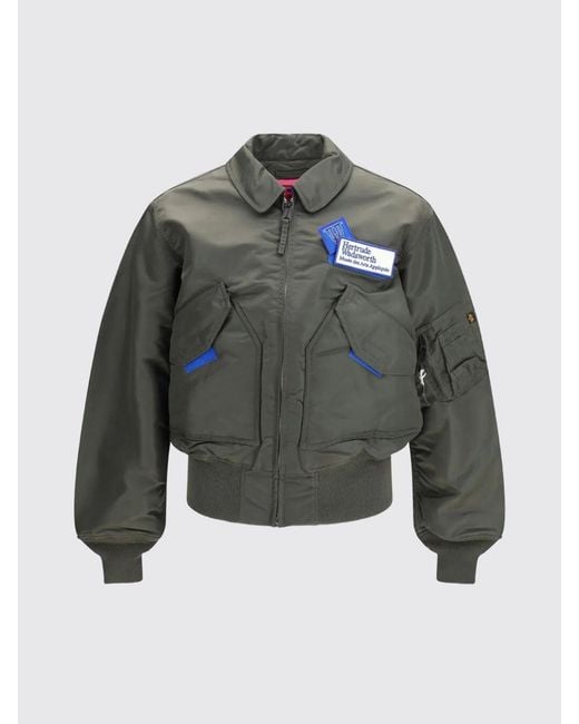 GR10K Gray Nylon Bomber Jacket With Logo for men