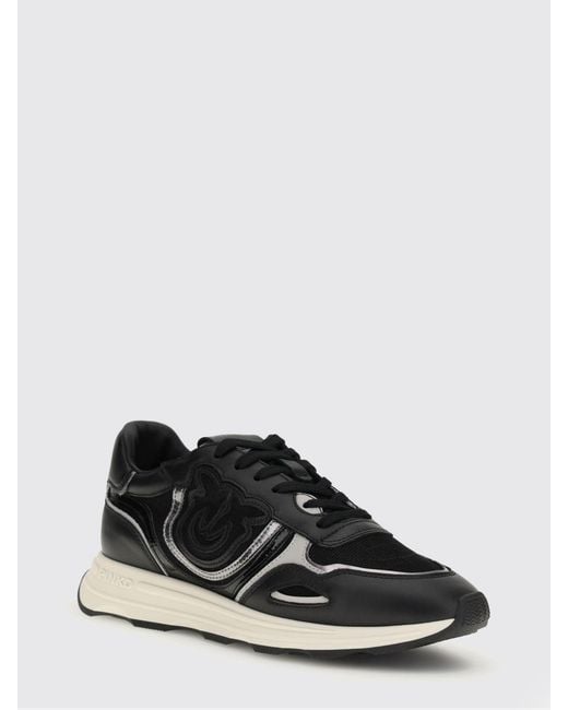 Pinko Black Zoe Leather And Mesh Sneakers