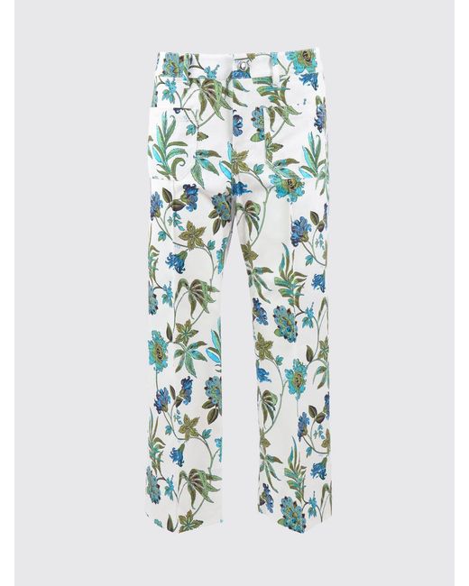 Fay White Printed Cotton Cropped Trousers