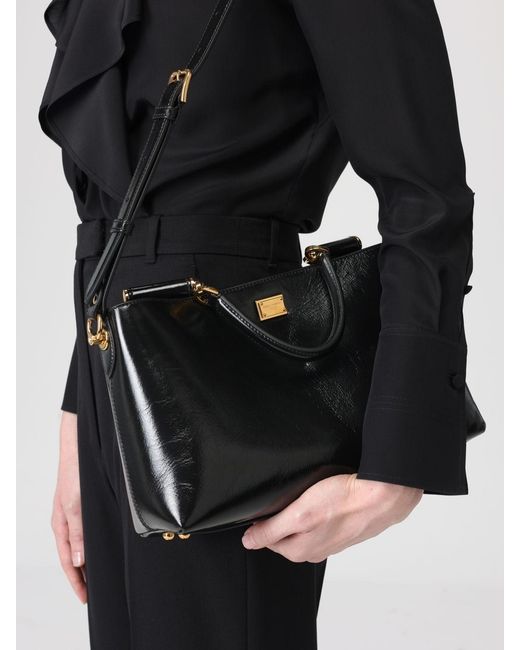 Dolce & Gabbana Black Dolce &Amp Gabbana Vittoria Polished Leather Bag