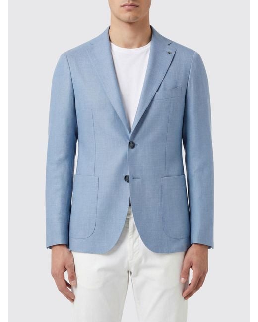 Tagliatore Blue Single Breasted Virgin Wool Blend Blazer for men