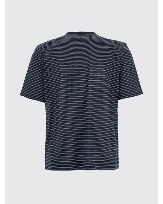 AMI Blue Striped Cotton T-Shirt for men