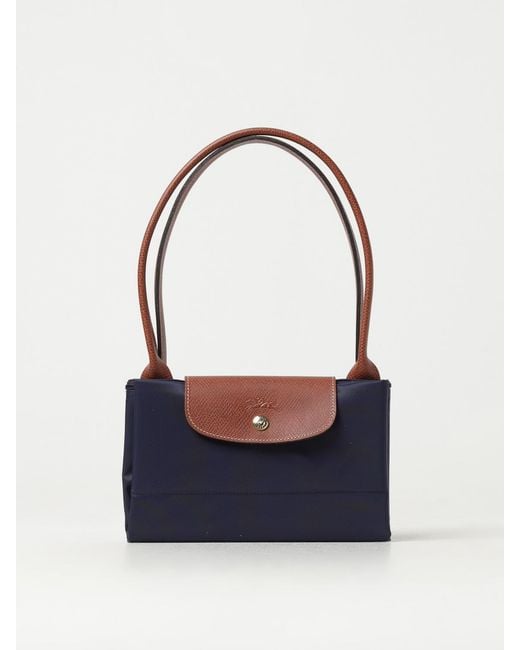 Longchamp Blue Le Pliage Original L Recycled Nylon And Leather Bag