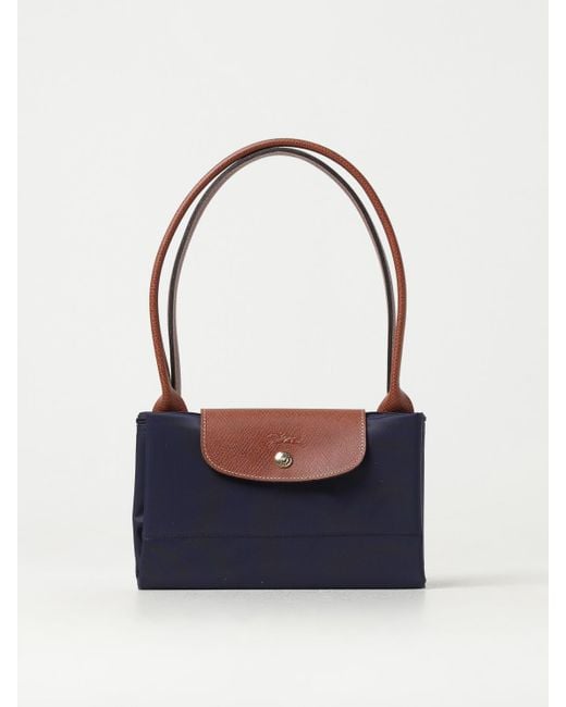 Longchamp Blue Le Pliage Recycled Nylon And Leather Bag