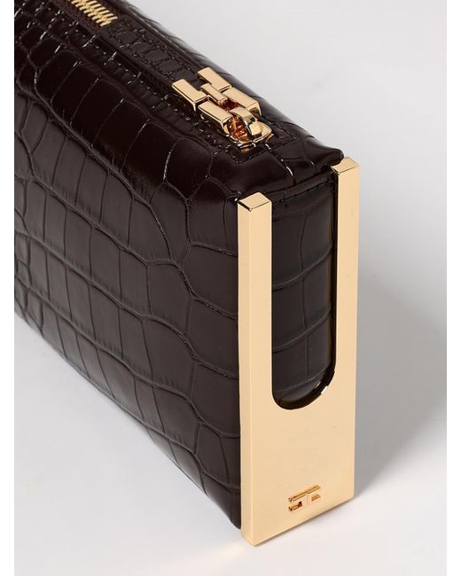 Clutch Baguette Con Zip di Elisabetta Franchi in Brown